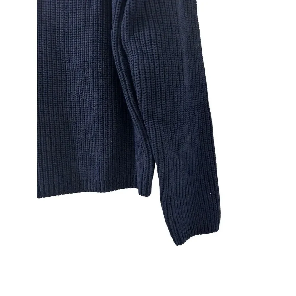 (Sold)Quince Knit Sweater  Cotton Chunky Knit Size Large Womens NWT Navy Blue - Picture 6 of 10